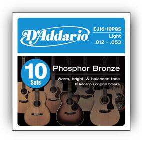 D'Addario EJ16-10P snaar voor muziekinstrumenten Akoestisch 60 stuk(s) Staal Gitaar