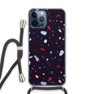 Dark Rounded Terrazzo: iPhone 13 Pro Max Transparant Hoesje met koord