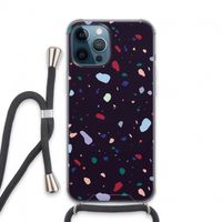 Dark Rounded Terrazzo: iPhone 13 Pro Max Transparant Hoesje met koord