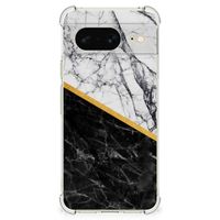 Google Pixel 8 Anti-Shock Hoesje Marmer Wit Zwart - Origineel Cadeau Man