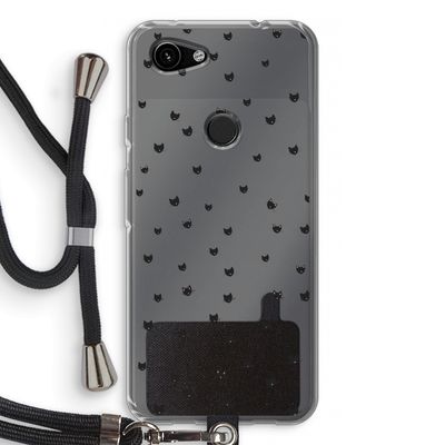 Kleine kattenkopjes: Pixel 3a Transparant Hoesje met koord