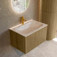Badmeubel Mondiaz Kurve-Dlux | 70 cm | Meubelkleur Dusk | Wastafelkleur Meli | Solid surface | Wasbak midden spoelbak | 1 kraangat