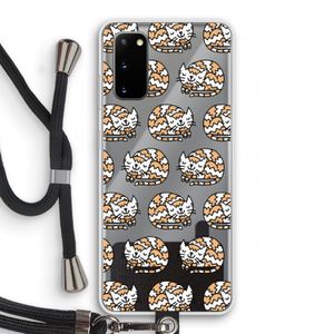 Slapende poes: Samsung Galaxy S20 Transparant Hoesje met koord