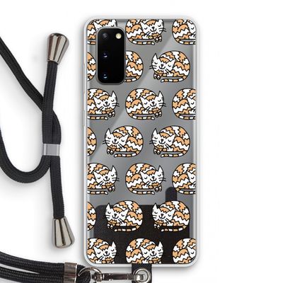 Slapende poes: Samsung Galaxy S20 Transparant Hoesje met koord