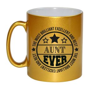 Cadeau koffie/thee mok voor tante - beste tante - goud - 300 ml