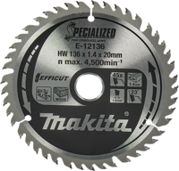 Makita Accessoires cirkelzaagblad hout | efficut 136x20x1,5 45t 23g - e-12136 - e-12136