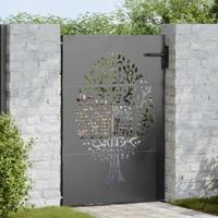 VidaXL Tuinpoort met slot zwart 85 x 150 cm poedergecoat staal