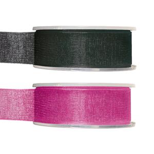 Organza sierlint pakket - zwart/fuchsia roze - 2,5 cm x 20 meter - Hobby/decoratie/knutselen