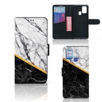 Samsung Galaxy M31 | Bookcase | Marmer Wit Zwart - Origineel Cadeau Man