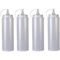 Doseerfles/sausfles - 4x - kunststof - met schenktuit - 700 ml - 21 cm