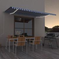 Luifel automatisch met LED en windsensor 500x350 cm blauw wit