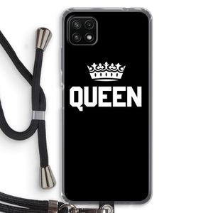 Queen zwart: Samsung Galaxy A22 5G Transparant Hoesje met koord