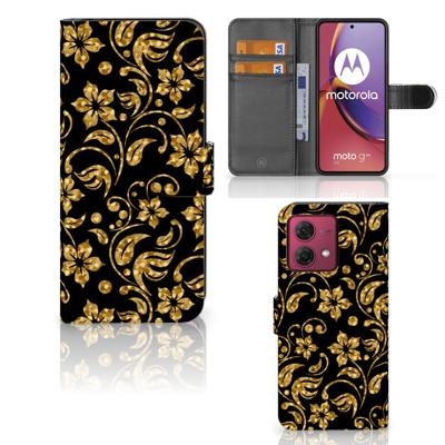 Motorola Moto G84 Hoesje Gouden Bloemen