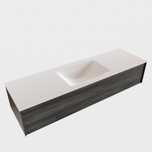 Badkamermeubel BWS Madrid Antraciet 150x45x30 cm Mat Witte Solid Surface Wastafel (1 kraangat)