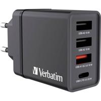 Verbatim CHR-30EU1 USB-oplader 30 W 3x USB-A, 1x USB-C USB PD, QC 3.0, USB PD 3.0 Zwart