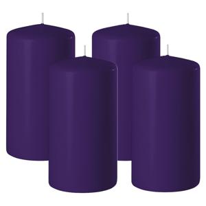 Enlightening Candles Cilinder/stompkaars - 4x - paars - D8 x H12 cm - 45 branduur