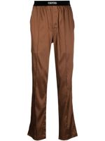 TOM FORD pantalon satiné à taille logo - Marron