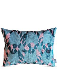 Les-Ottomans coussin en velours à imprimé géométrique - Bleu