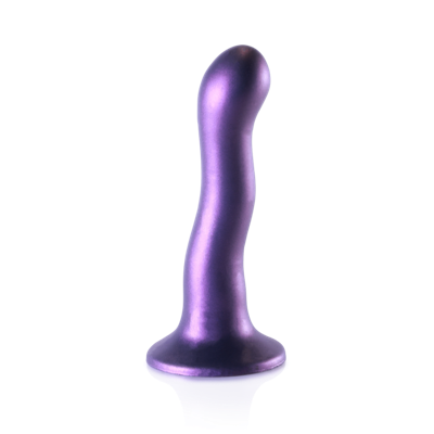 Ouch! by Shots Ultra Soft Silicone Curvy G-Spot Dildo - 7'' / 17 cm - Metallic Purple