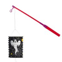 Lampionstokje 40 cm - met spook lampion - zwart - H22 cm - thumbnail