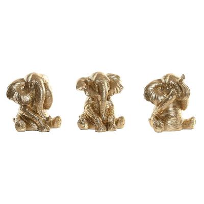 Decoratieve figuren Home ESPRIT Gouden Olifant 13 x 12 x 14 cm (3 Stuks)