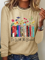 Women's I'm With The Banned Flowers Book Lover Gift Cotton-Blend Casual Shirt - thumbnail