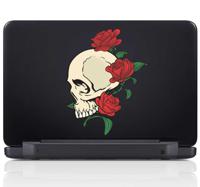 Laptop sticker doodskop met rozen - thumbnail