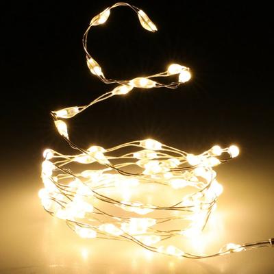 1x christmas decoration draadverlichting - zilver- 132 leds - wit - op batterij - 200 cm