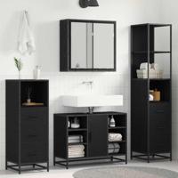Badkamermeubelset met lade 4 pcs Zwart eiken 80 x 33 x 60 cm