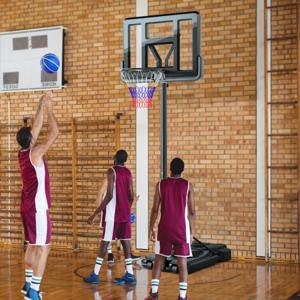 In Hoogte Verstelbaar Basketbalstandaard 12-Laags Basketbalring voor Volwassenen met Wielen 110 cm Onbreekbaar Bord