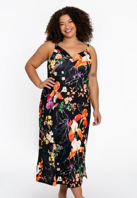 Yoek Spaghetti jurk CAMPO | Zwart | Maat 42/44