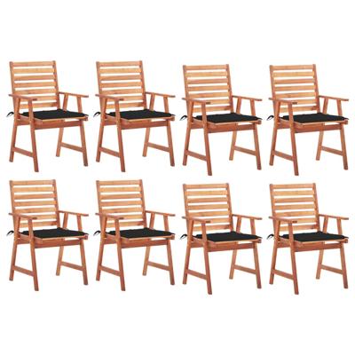 Tuinstoelen 8 st met kussens massief acaciahout