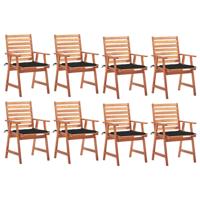 Tuinstoelen 8 st met kussens massief acaciahout