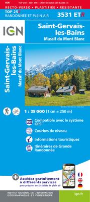 Wandelkaart - Topografische kaart 3531ETR Saint-Gervais-les-Bains | IGN - Institut Géographique National