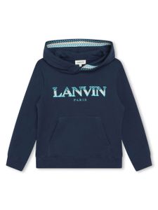 Lanvin Enfant hoodie en coton à logo brodé - Bleu