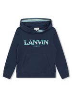 Lanvin Enfant hoodie en coton à logo brodé - Bleu