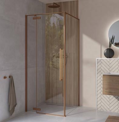 Saqu Trophy douchecabine met draaideur incl. antikalk 80x80x203cm brushed copper