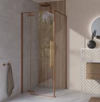 Saqu Trophy douchecabine met draaideur incl. antikalk 80x80x203cm brushed copper