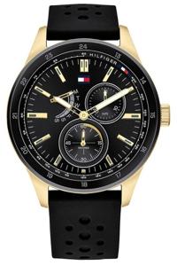 Tommy Hilfiger Herenhorlogemet zwarte siliconen band, 44 mm