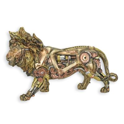A RESIN STEAMPUNK FIGURINE OF A LION