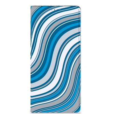 Samsung Galaxy A22 5G | Hoesje met Magneet | Waves Blue Samsung Galaxy A22 5G | Hoesje met Magneet | Waves Blue