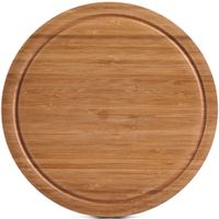 1x Ronde bamboe houten snijplanken met sapgroef 30 cm