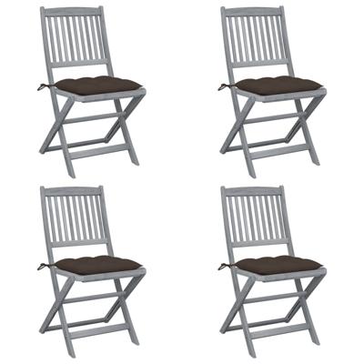 Tuinstoelen 4 st inklapbaar met kussens massief acaciahout