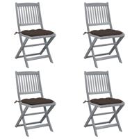 Tuinstoelen 4 st inklapbaar met kussens massief acaciahout
