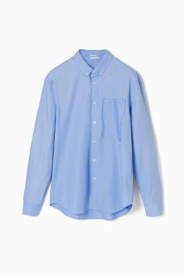 Patchwork popeline overhemd - BLUE - XXL