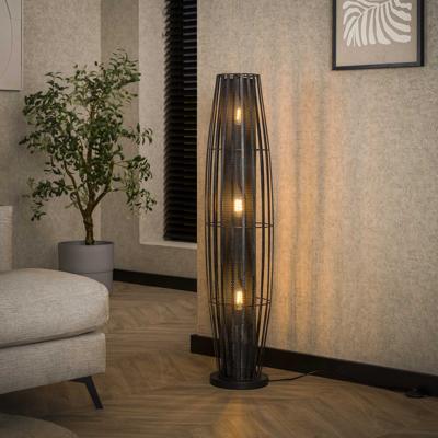 LifestyleFurn Vloerlamp 'Roxann' 3-lamps, kleur Charcoal
