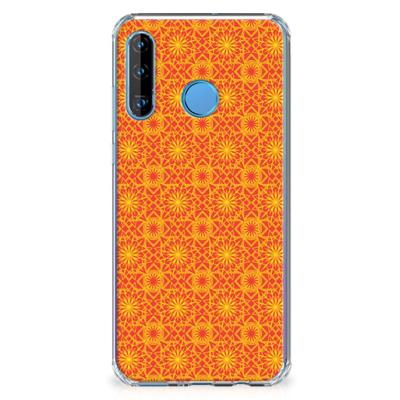 Huawei P30 Lite Doorzichtige Silicone Hoesje Batik Oranje Huawei P30 Lite Doorzichtige Silicone Hoesje Batik Oranje