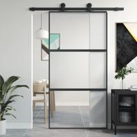 VidaXL Schuifdeur 102,5x205 cm gehard glas en aluminium zwart VidaXL Schuifdeur 102,5x205 cm gehard glas en aluminium zwart