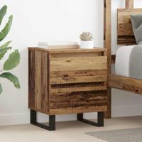 Nachtkastje met lade Oud hout 40 x 35 x 50 cm Bewerkt hout Nachtkastje met lade Oud hout 40 x 35 x 50 cm Bewerkt hout