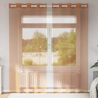 Gordijnen voile met doorvoertules 2 st terracotta